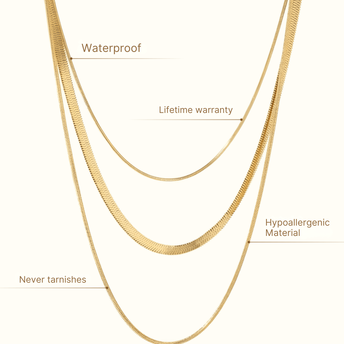 Celina Triple Layer Mesh Necklace 18K Gold Plated