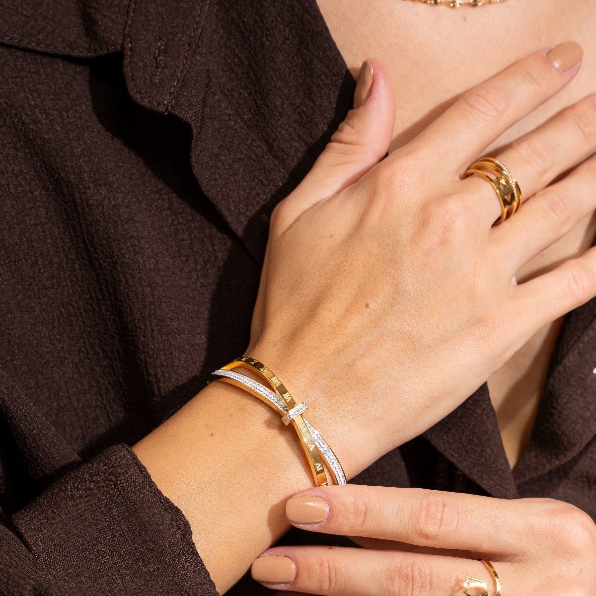 Roman Zirconia Bracelet 18K Gold Plated