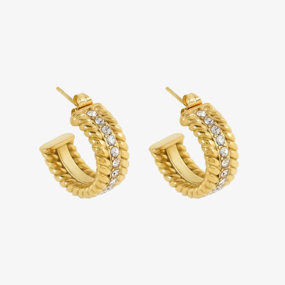 Date Hoop Earrings 18K Gold Plated