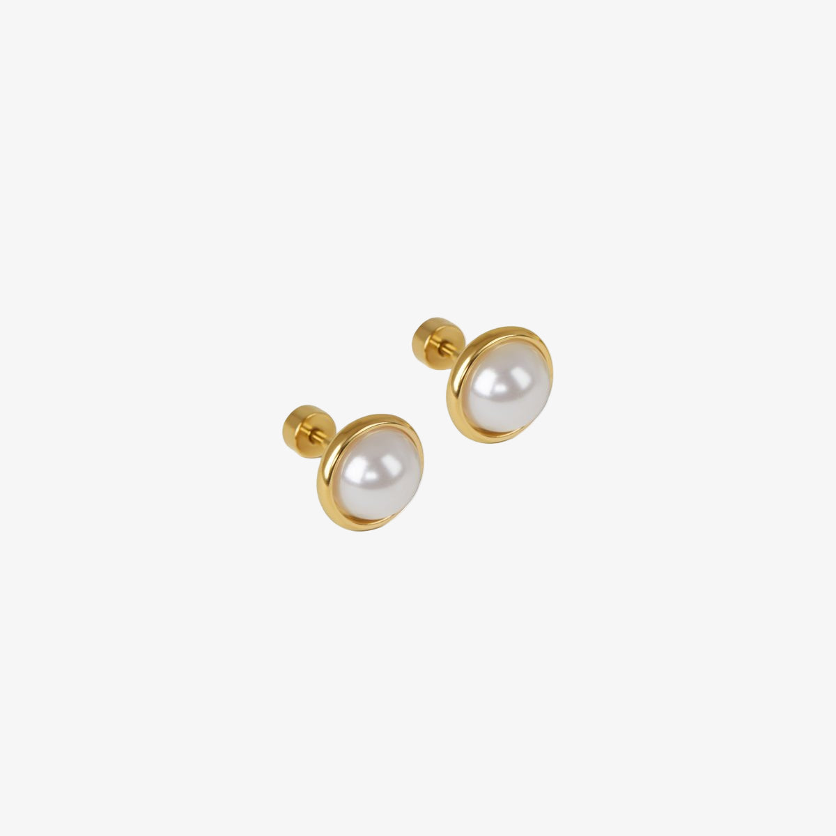 Solitaire Pearl Earrings 18K Gold Plated
