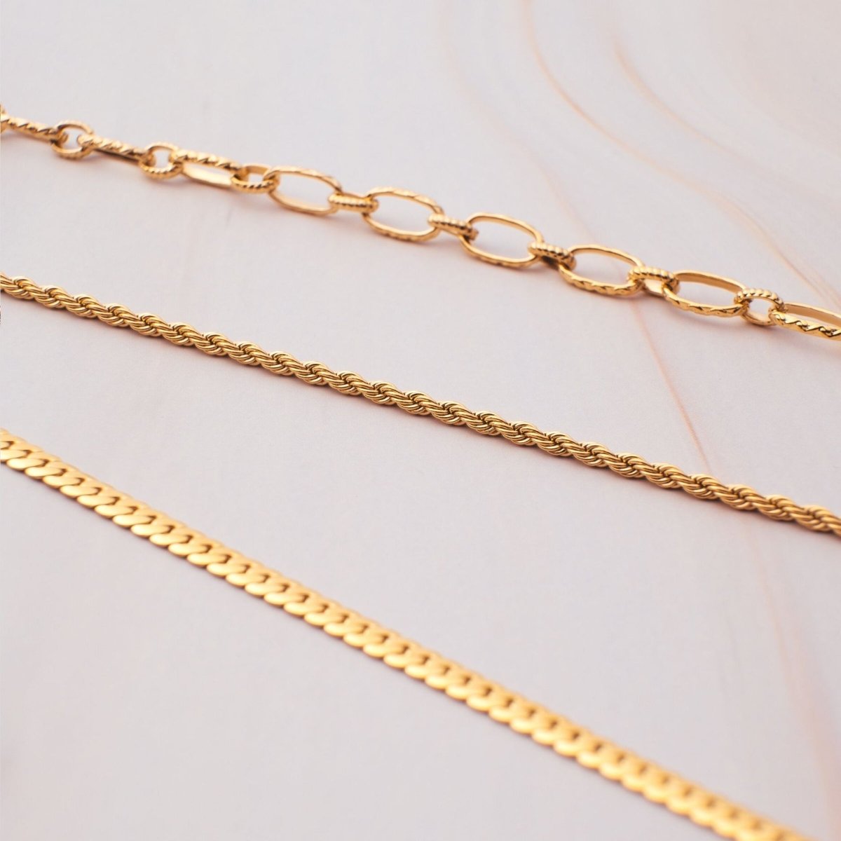 Twist Rope Chain Necklace 2mm 18K Gold Plated