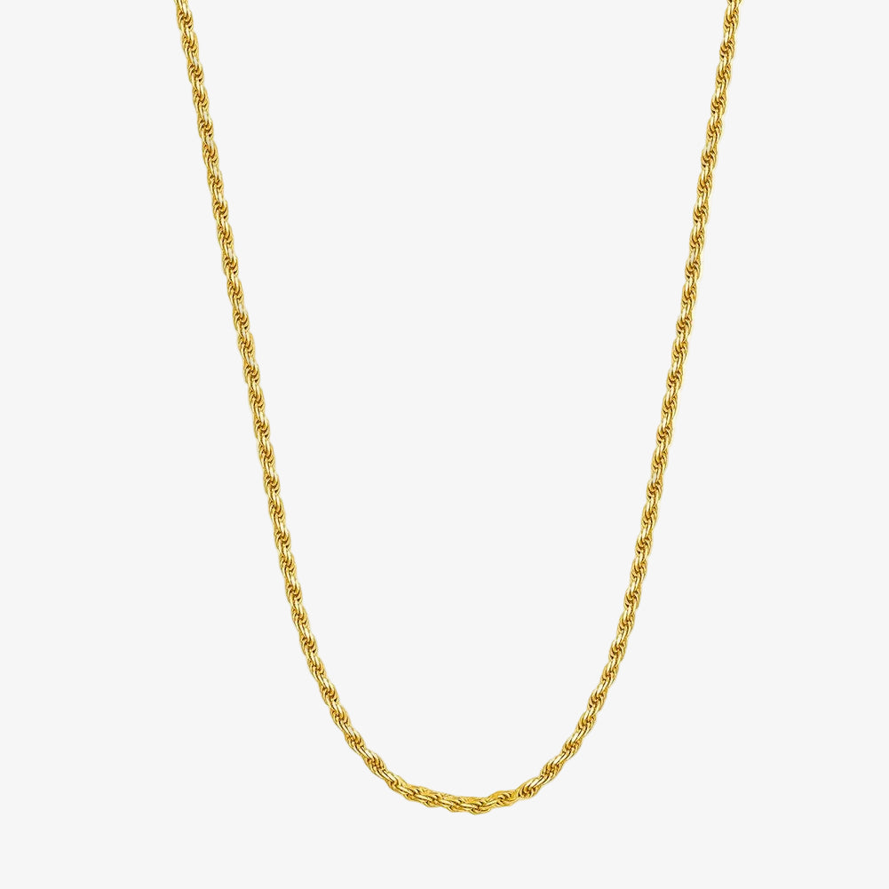 Twist Rope Chain Necklace 2mm 18K Gold Plated