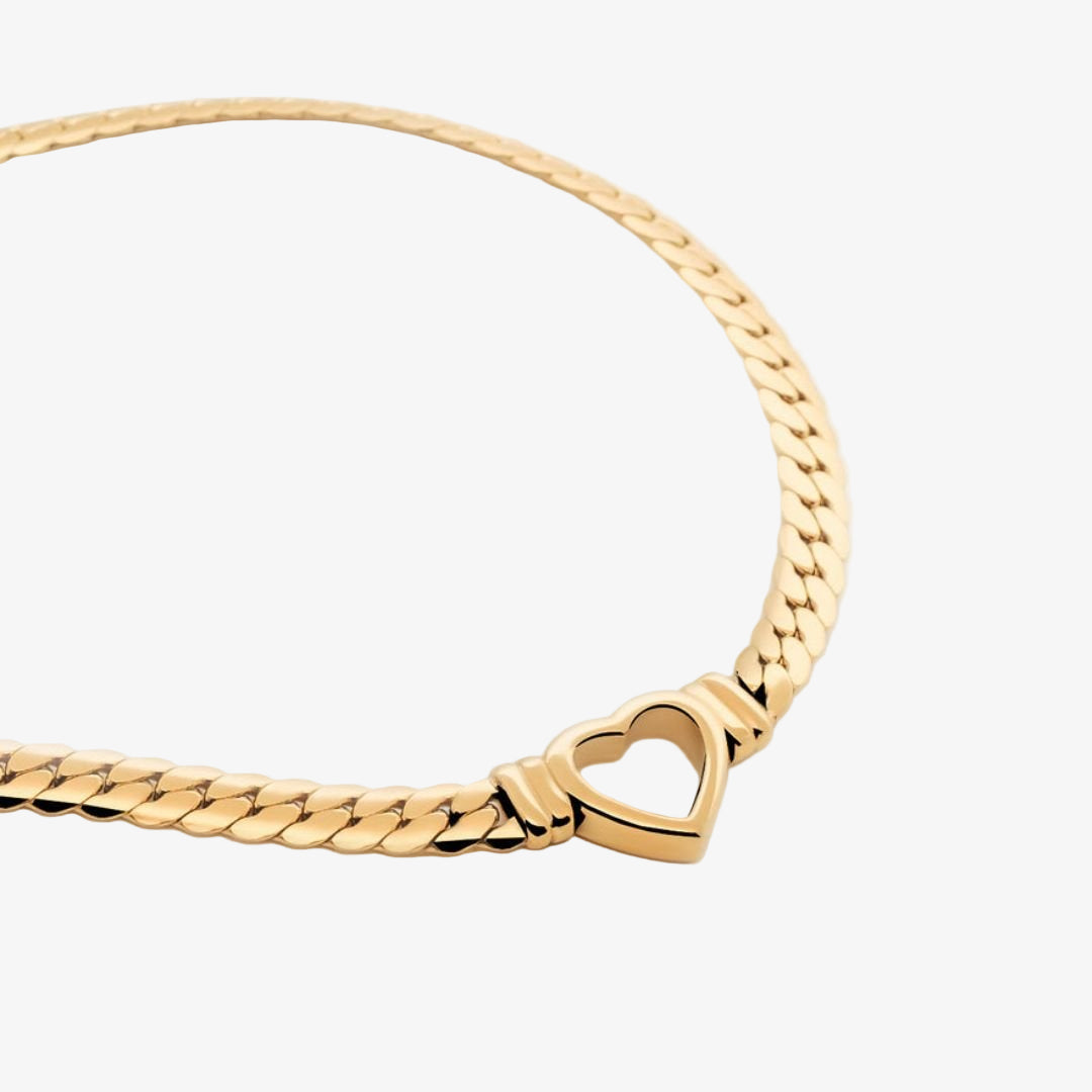 Minimalist Heart Choker Necklace 18K Gold Plated