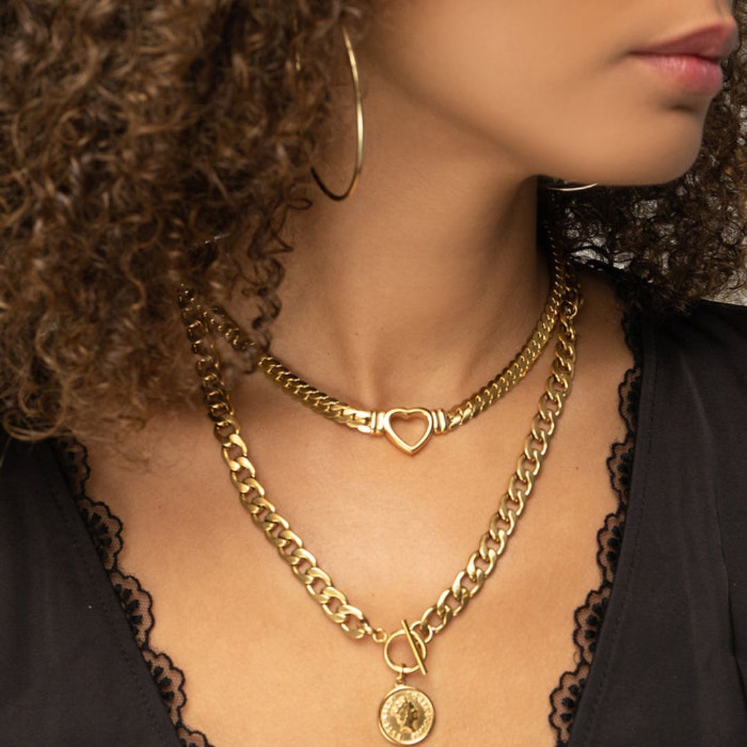 Minimalist Heart Choker Necklace 18K Gold Plated