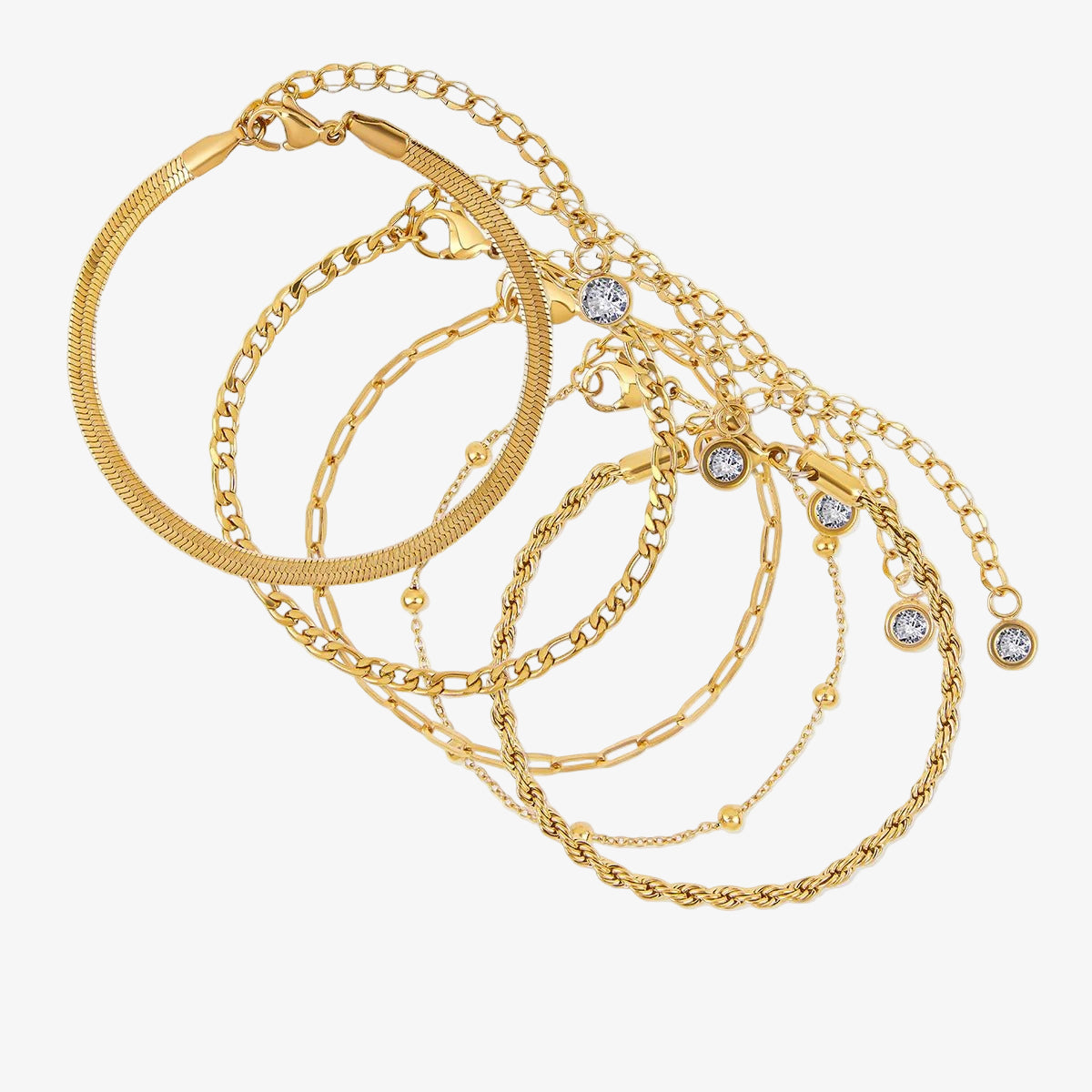 Glamour Zirconia Bracelet Set 18K Gold Plated