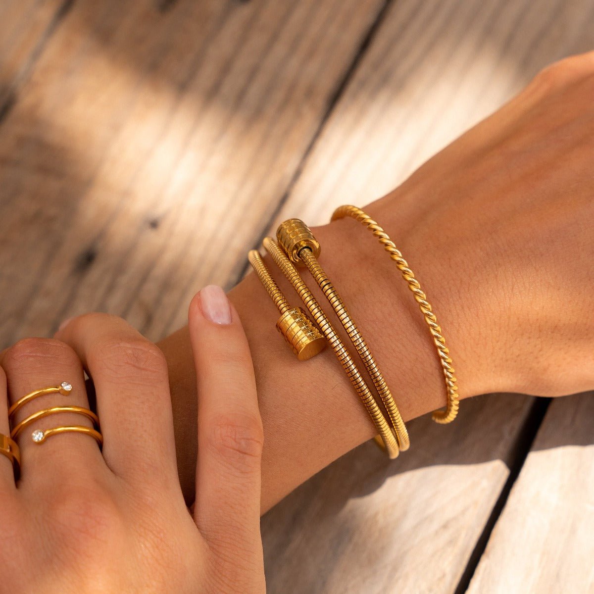 Triple Spiral Bracelet 18K Gold Plated