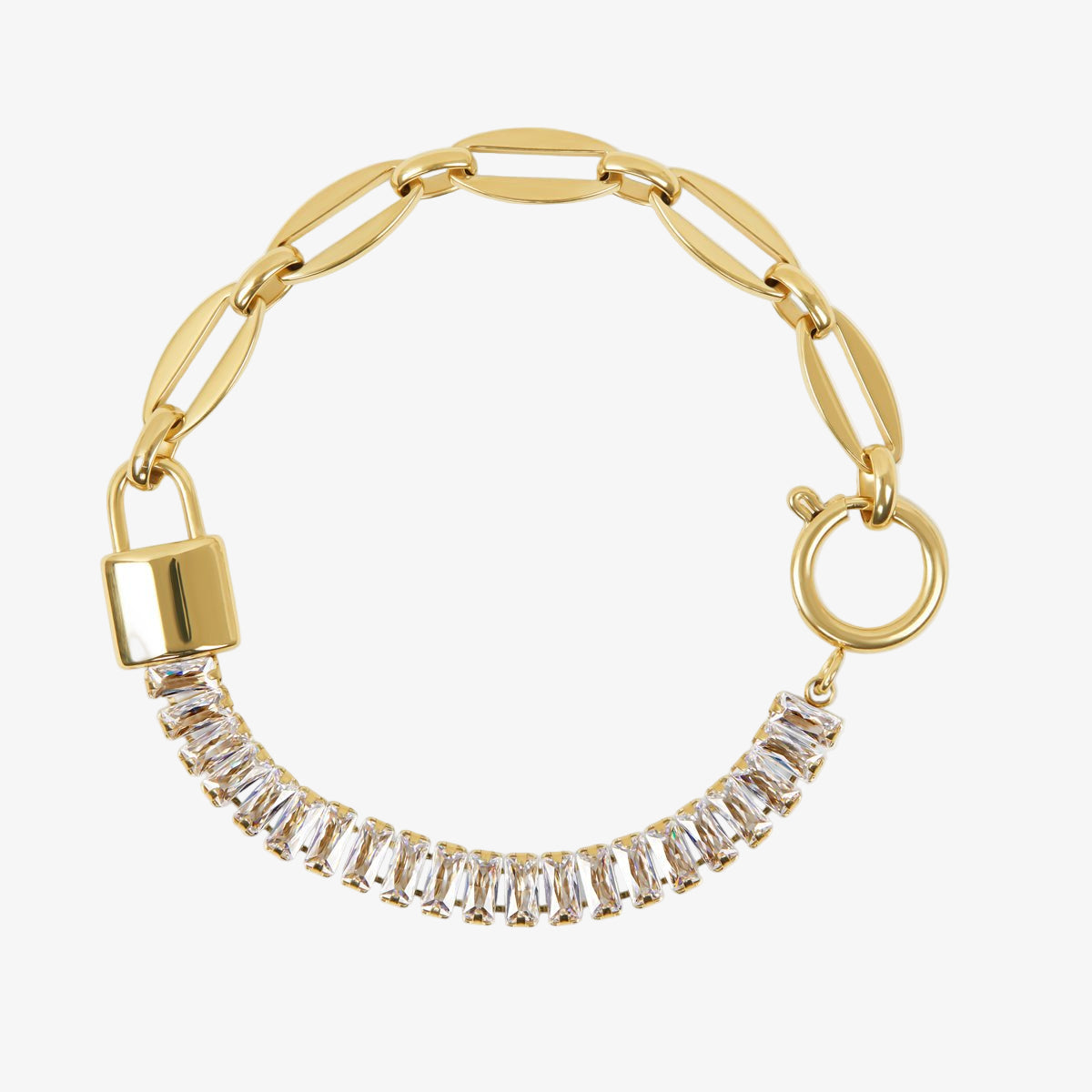 Lock Riviera Baguette Bracelet 18K Gold Plated