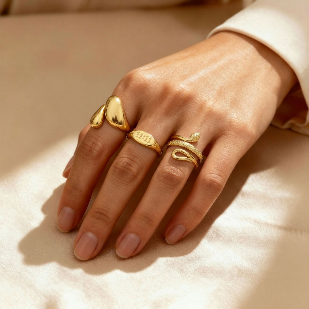 Serpentine Adjustable Ring 18K Gold Plated
