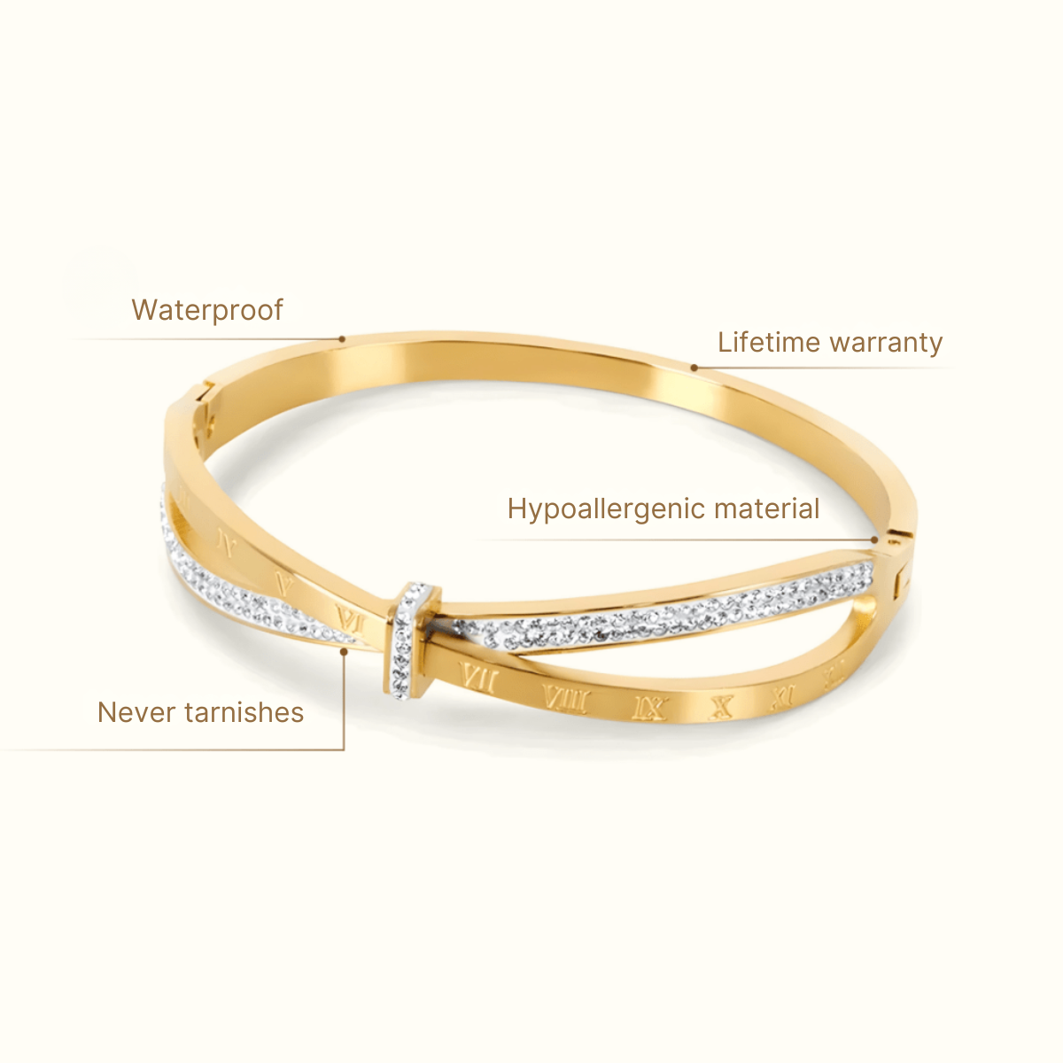 Roman Zirconia Bracelet 18K Gold Plated